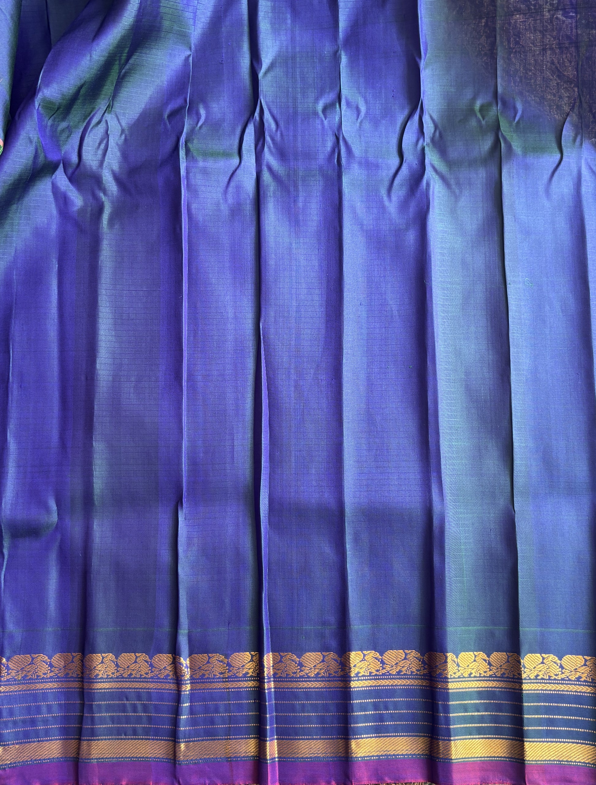 Gadwal Silk Saree Dark Peach Colored Complemented With a Zari Border - Sampradaya Designer Studio