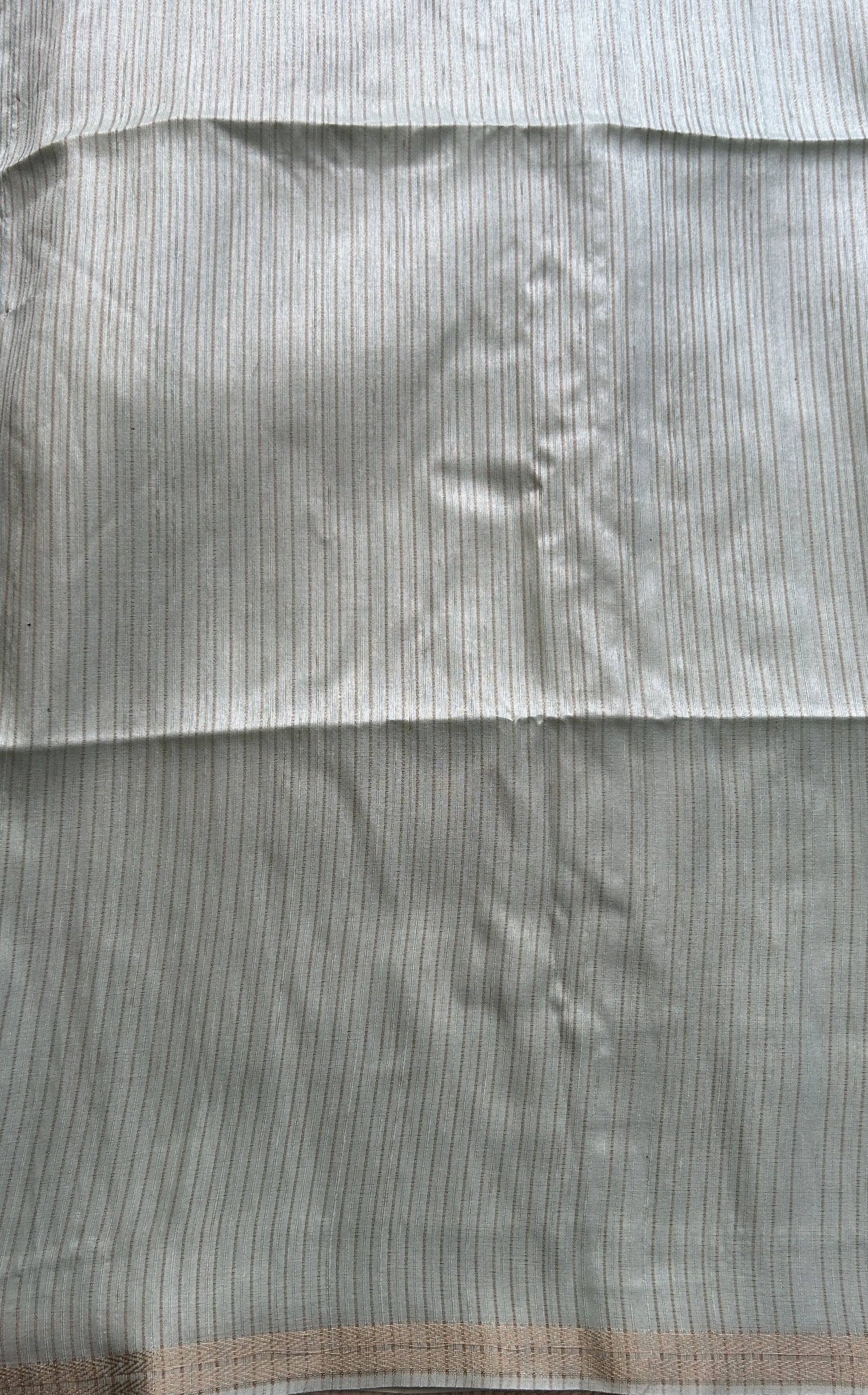 Semi Tussar Saree Colored Light Sea Blue Complemented with a Zari Border. - Sampradaya Designer Studio