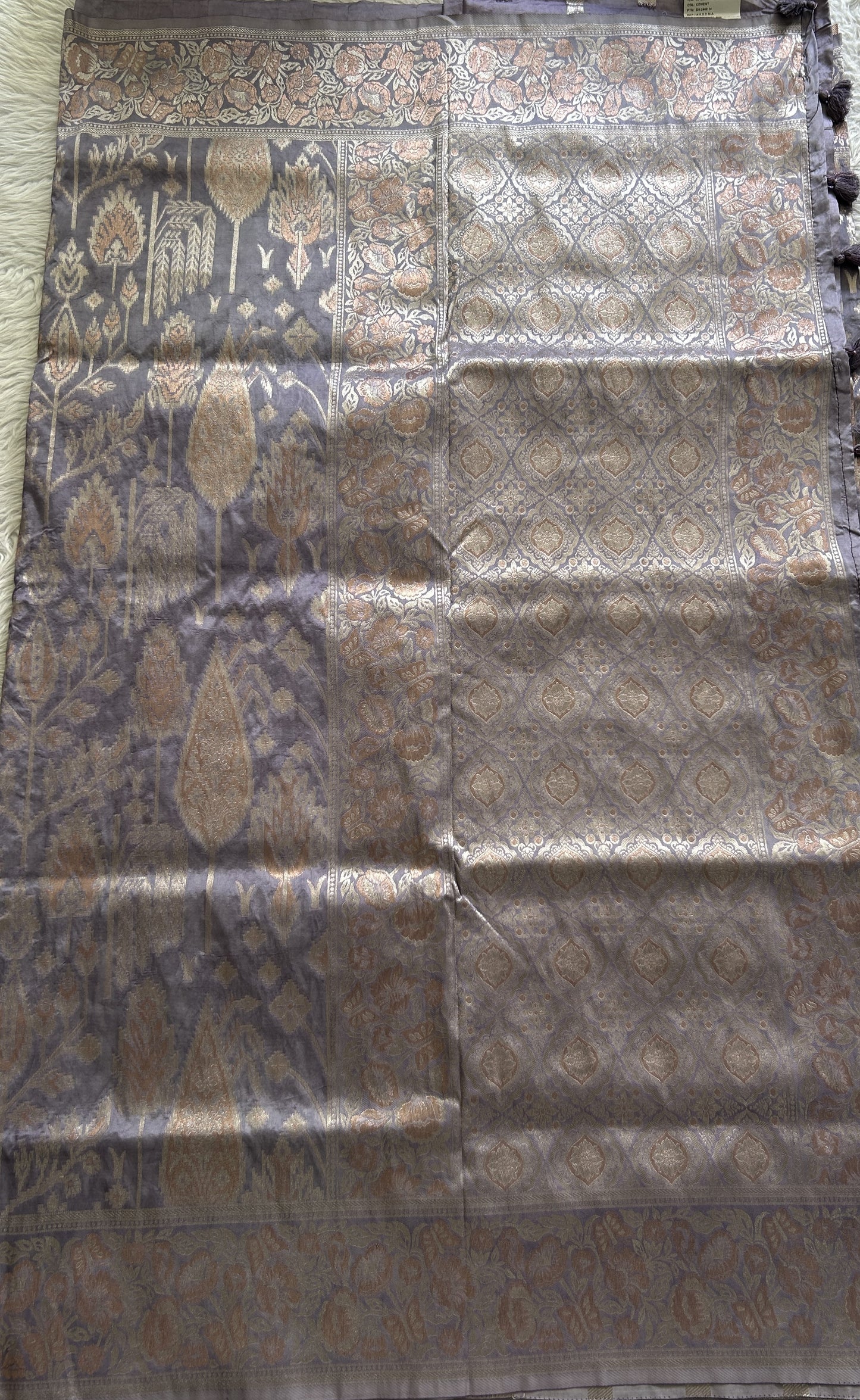 Semi Tussar Saree Lavender Colored Complemented with a Zari Border. - Sampradaya Designer Studio