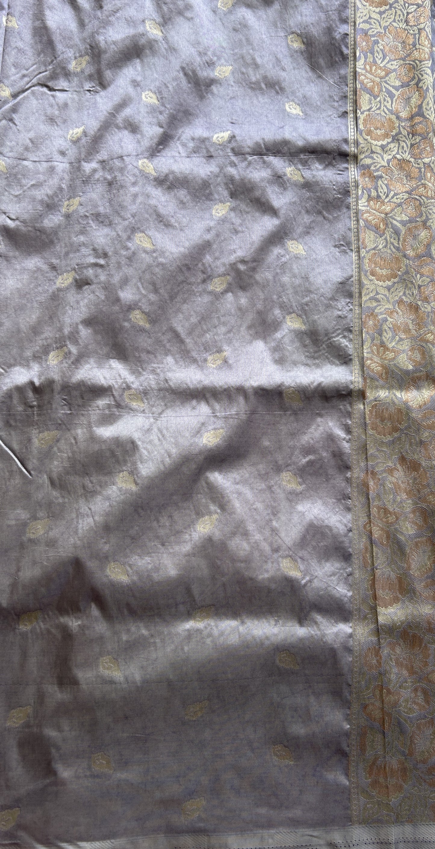 Semi Tussar Saree Lavender Colored Complemented with a Zari Border. - Sampradaya Designer Studio