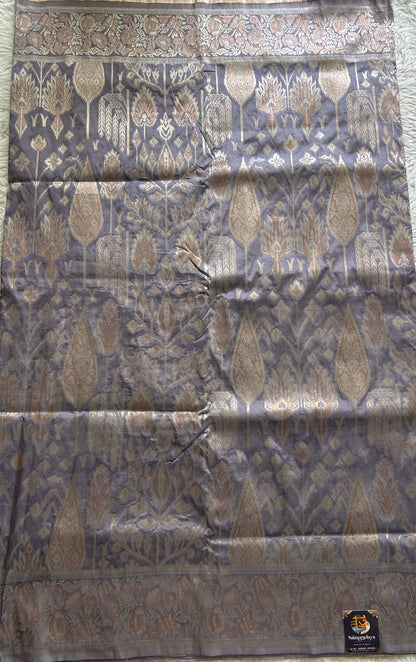 Semi Tussar Saree Lavender Colored Complemented with a Zari Border. - Sampradaya Designer Studio