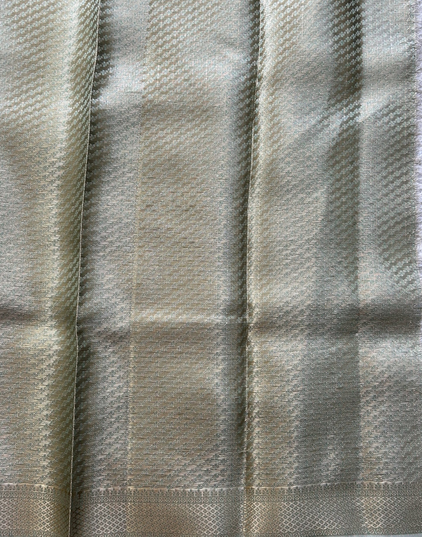 Tissue Kota Saree Mint Green Colored Elegantly Paired with a Tissue Border