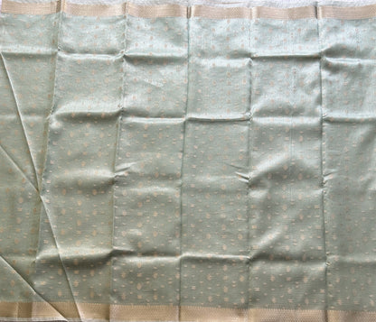 Tissue Kota Saree Mint Green Colored Elegantly Paired with a Tissue Border