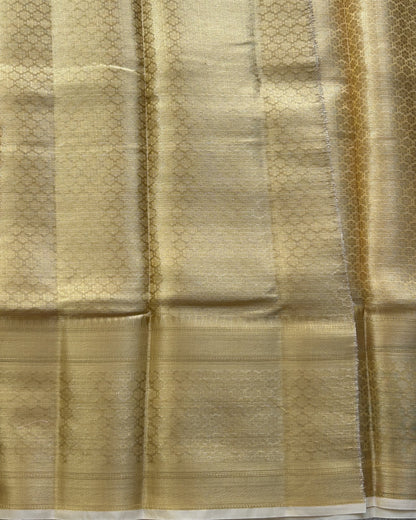 Tissue Kota Saree Honey Yellow Colored Elegantly Paired with a Tissue Border