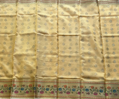 Tissue Kota Saree Honey Yellow Colored Elegantly Paired with a Tissue Border