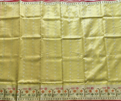 Tissue Kota Saree Yellow Colored Elegantly Paired with a Tissue Border