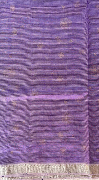Mangalagiri Chikankari Saree Lavender colored Saree complemented with a Mangalagiri Border. - Sampradaya Designer Studio