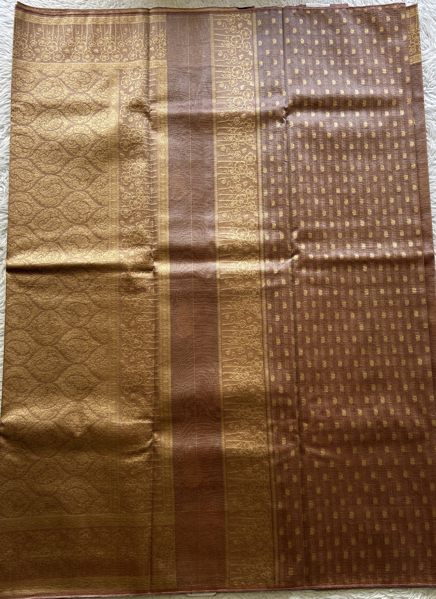 Tissue Organza Saree Onion Pink Colored Complemented with a Zari Border. - Sampradaya Designer Studio