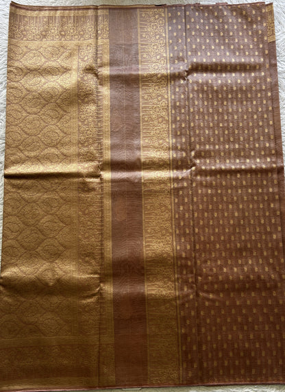 Tissue Organza Saree Onion Pink Colored Complemented with a Zari Border. - Sampradaya Designer Studio