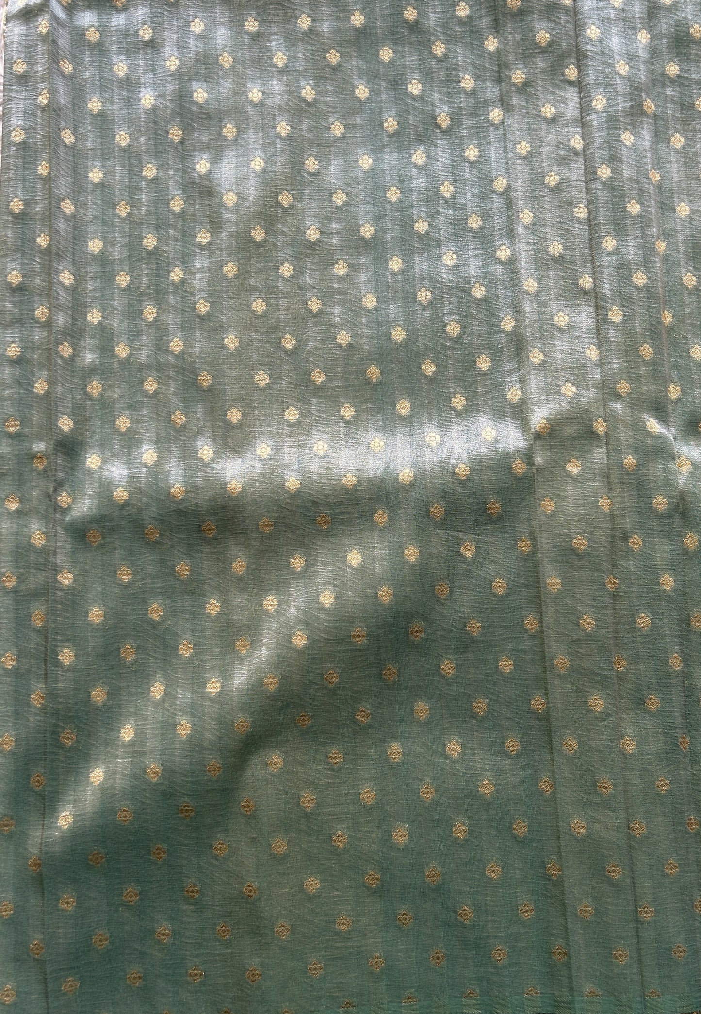 Tissue Organza Saree Sea Green Colored Complemented with a Zari Border. - Sampradaya Designer Studio