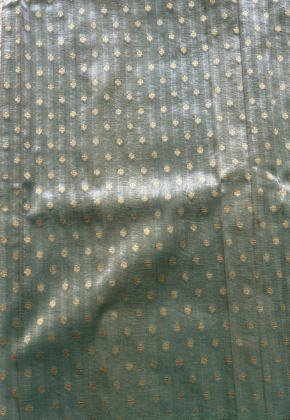 Tissue Organza Saree Sea Green Colored Complemented with a Zari Border. - Sampradaya Designer Studio