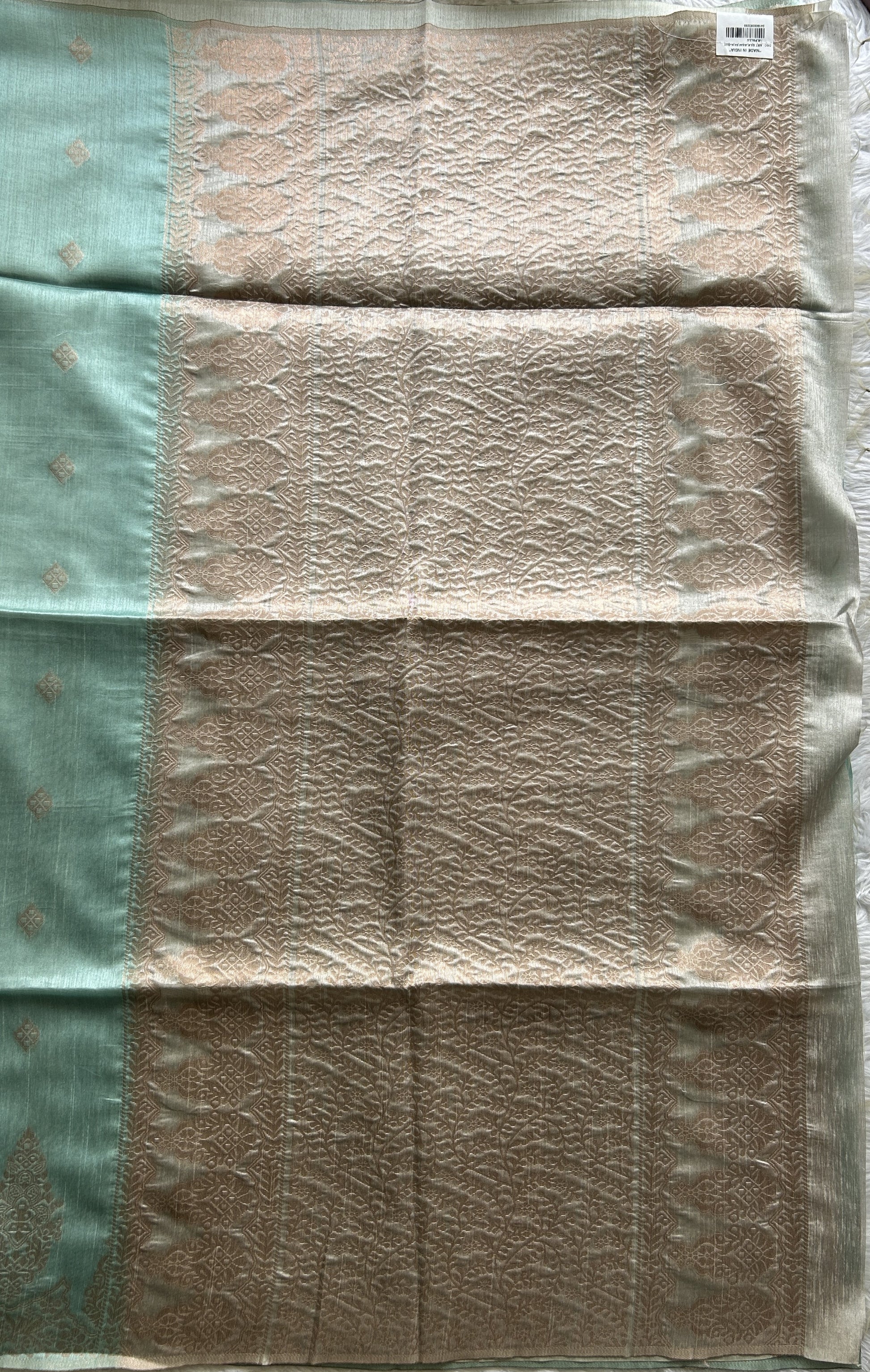 Semi Tussar Saree Sea Blue Colored complemented with a Borderless. - Sampradaya Designer Studio