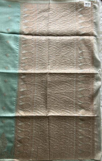 Semi Tussar Saree Sea Blue Colored complemented with a Borderless. - Sampradaya Designer Studio