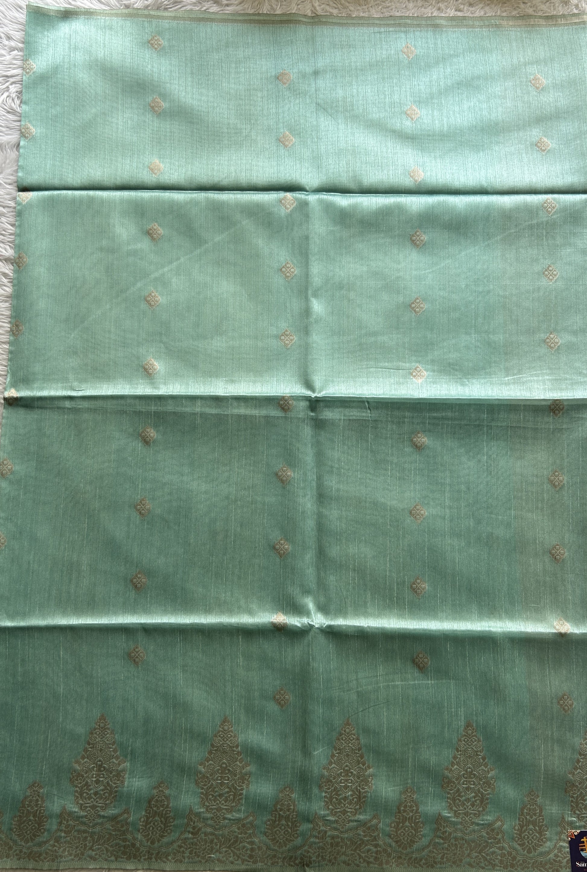 Semi Tussar Saree Sea Blue Colored complemented with a Borderless. - Sampradaya Designer Studio