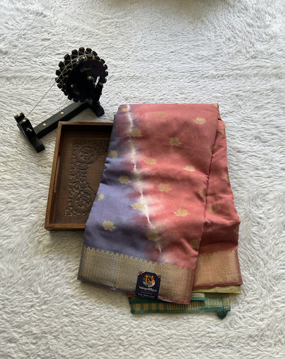 Semi Tussar Saree Multi Colored Elegantly Paired with a Zari Border. - Sampradaya Designer Studio