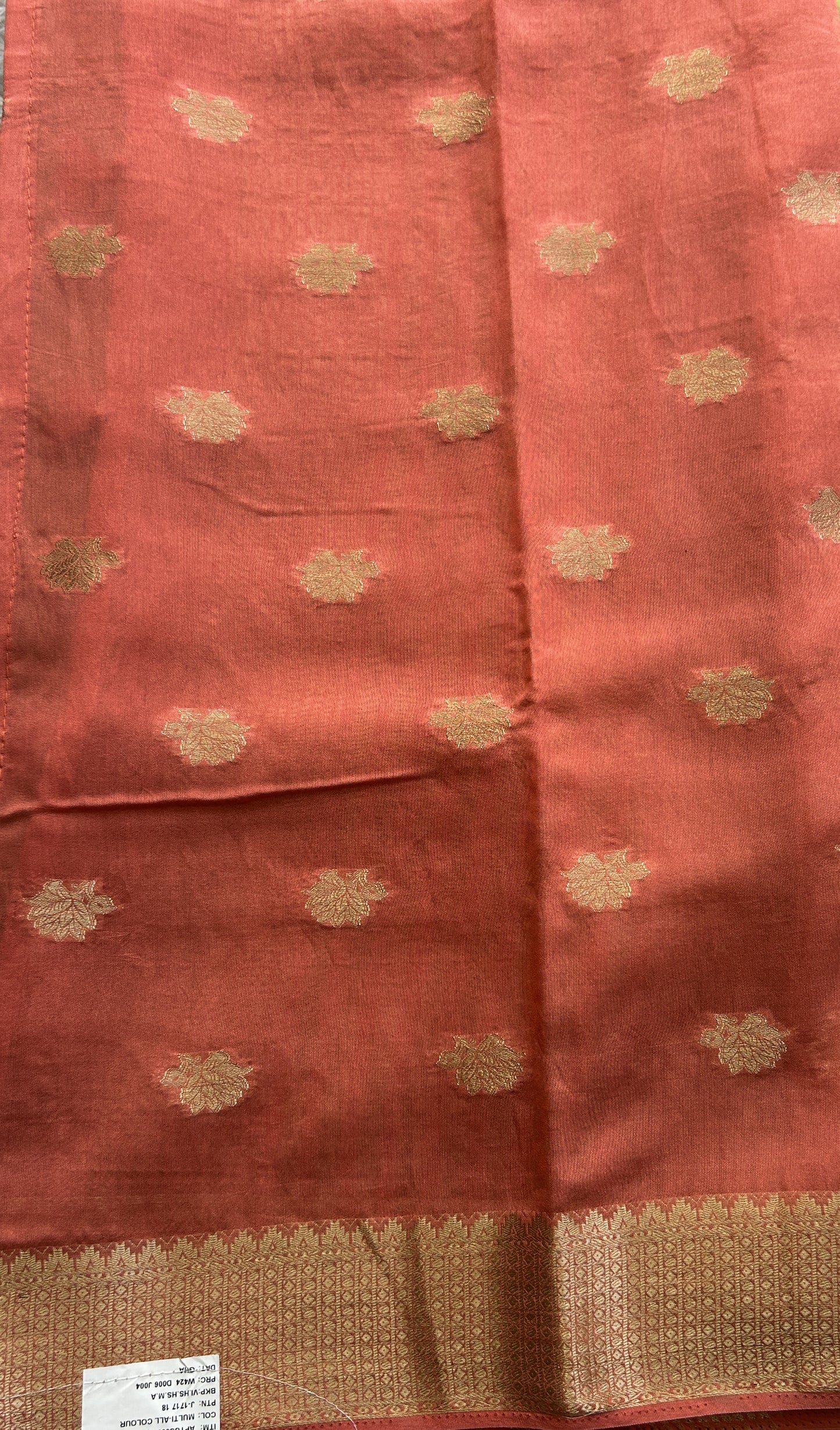 Semi Tussar Saree Multi Colored Elegantly Paired with a Zari Border. - Sampradaya Designer Studio