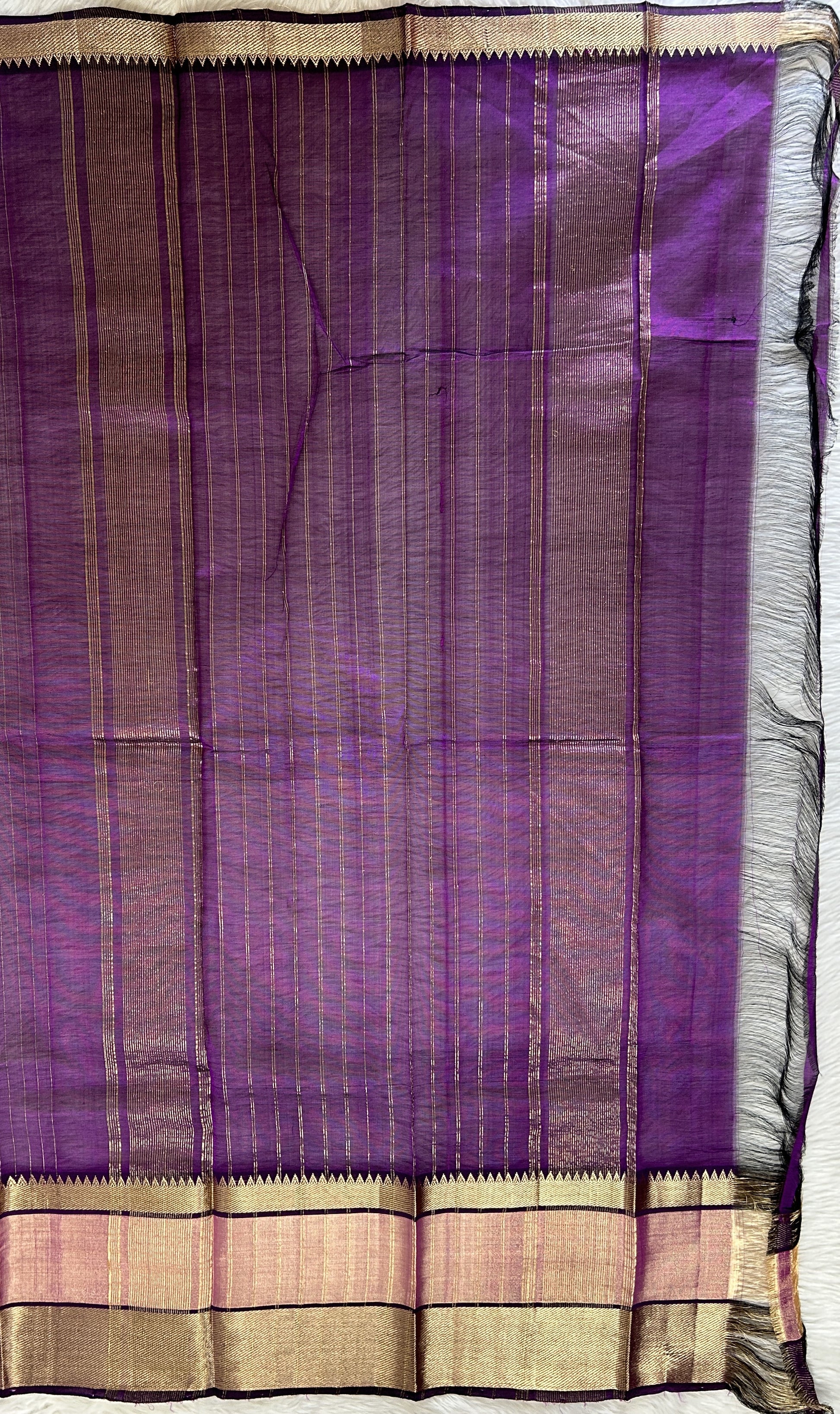 Mangalagiri Plain Pattu Saree Purple colored Saree complemented with a Gold Mangalagiri Gap Border - Sampradaya Designer Studio