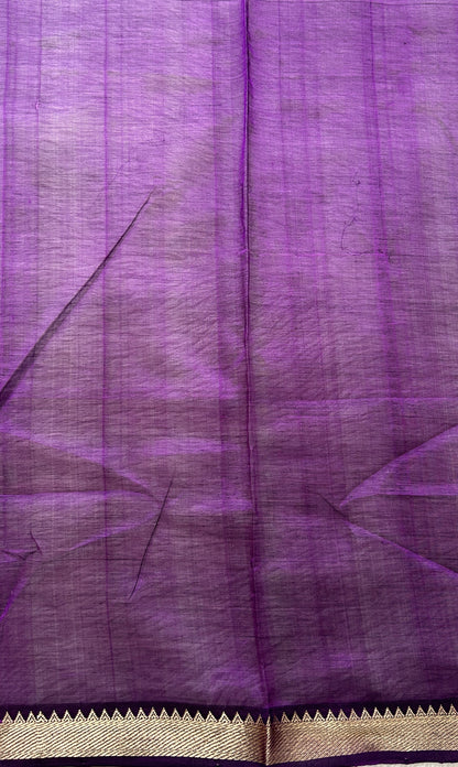 Mangalagiri Plain Pattu Saree Purple colored Saree complemented with a Gold Mangalagiri Gap Border - Sampradaya Designer Studio