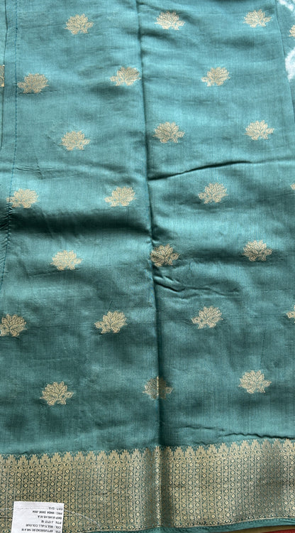 Semi Tussar Saree Multi Colored Elegantly Paired with a Zari Border. - Sampradaya Designer Studio