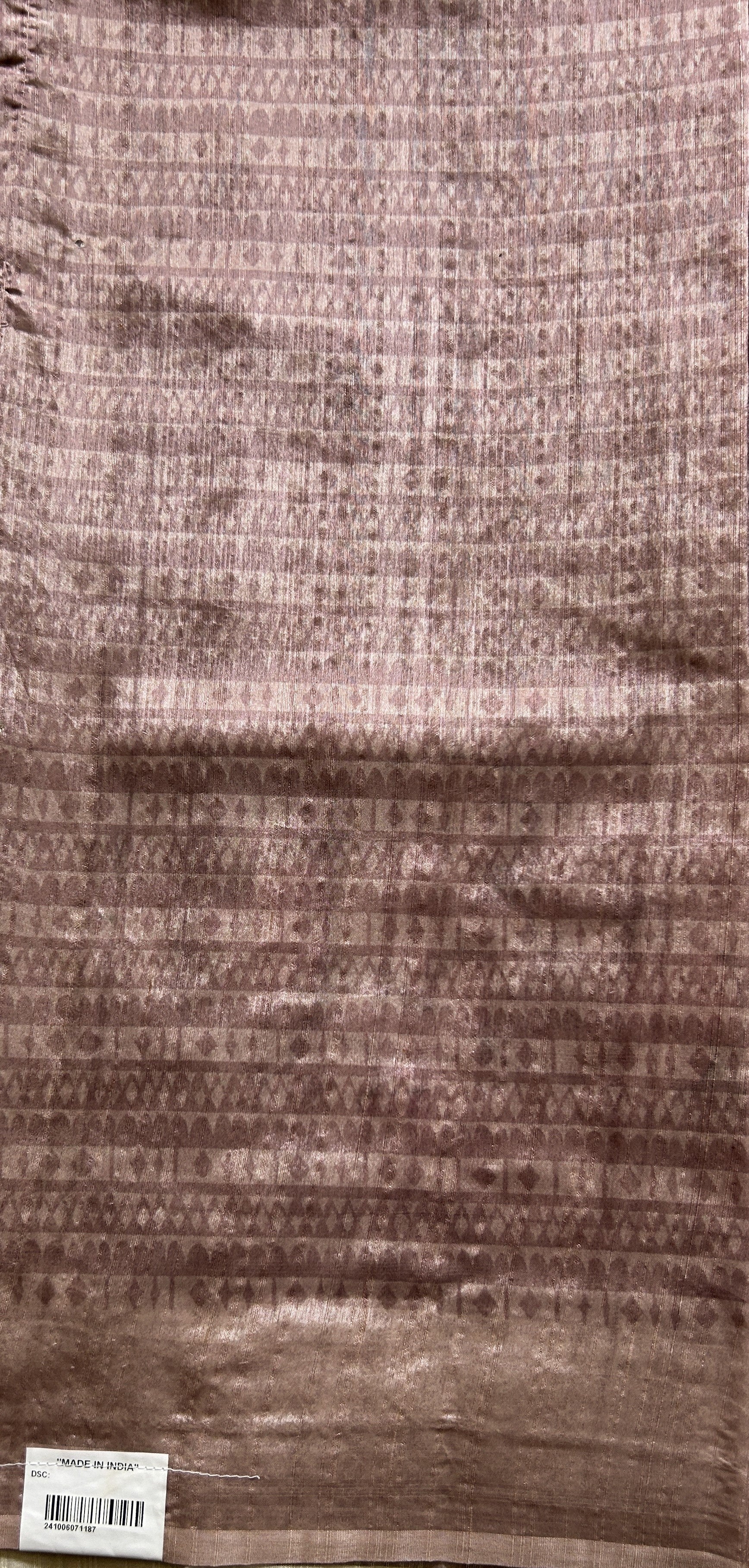 Semi Tussar Saree Onion Pink Colored complemented with a Zari Border. - Sampradaya Designer Studio