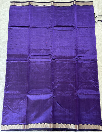 Mangalagiri Plain Pattu Saree Solid Purple colored Saree complemented with a Gold Mangalagiri Border - Sampradaya Designer Studio