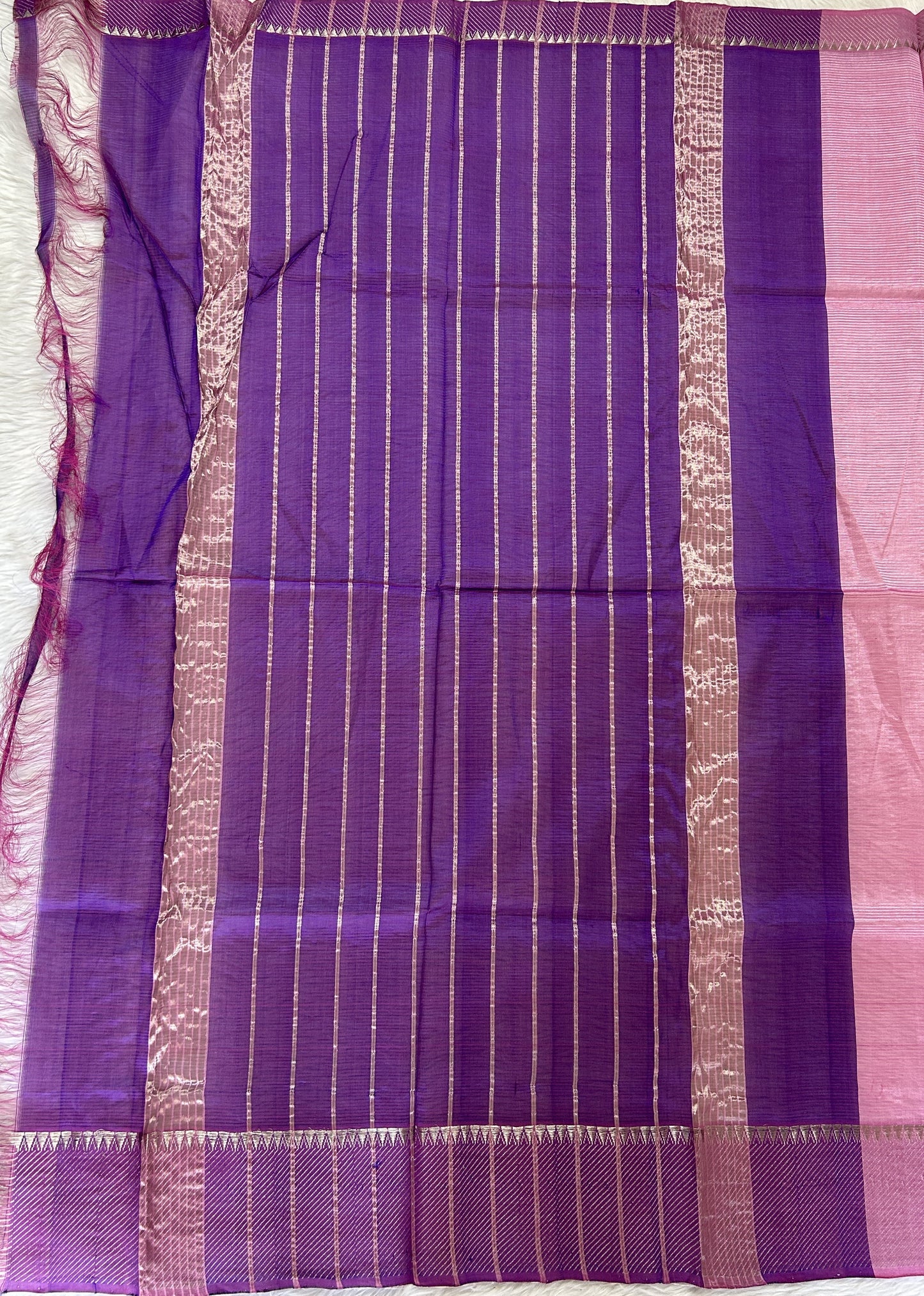 Mangalagiri Plain Pattu Saree Pink colored Saree complemented with a Gold Mangalagiri Border - Sampradaya Designer Studio