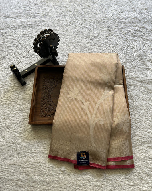 Tissue Organza Saree Very Light Pink Colored Complemented with a Borderless. - Sampradaya Designer Studio