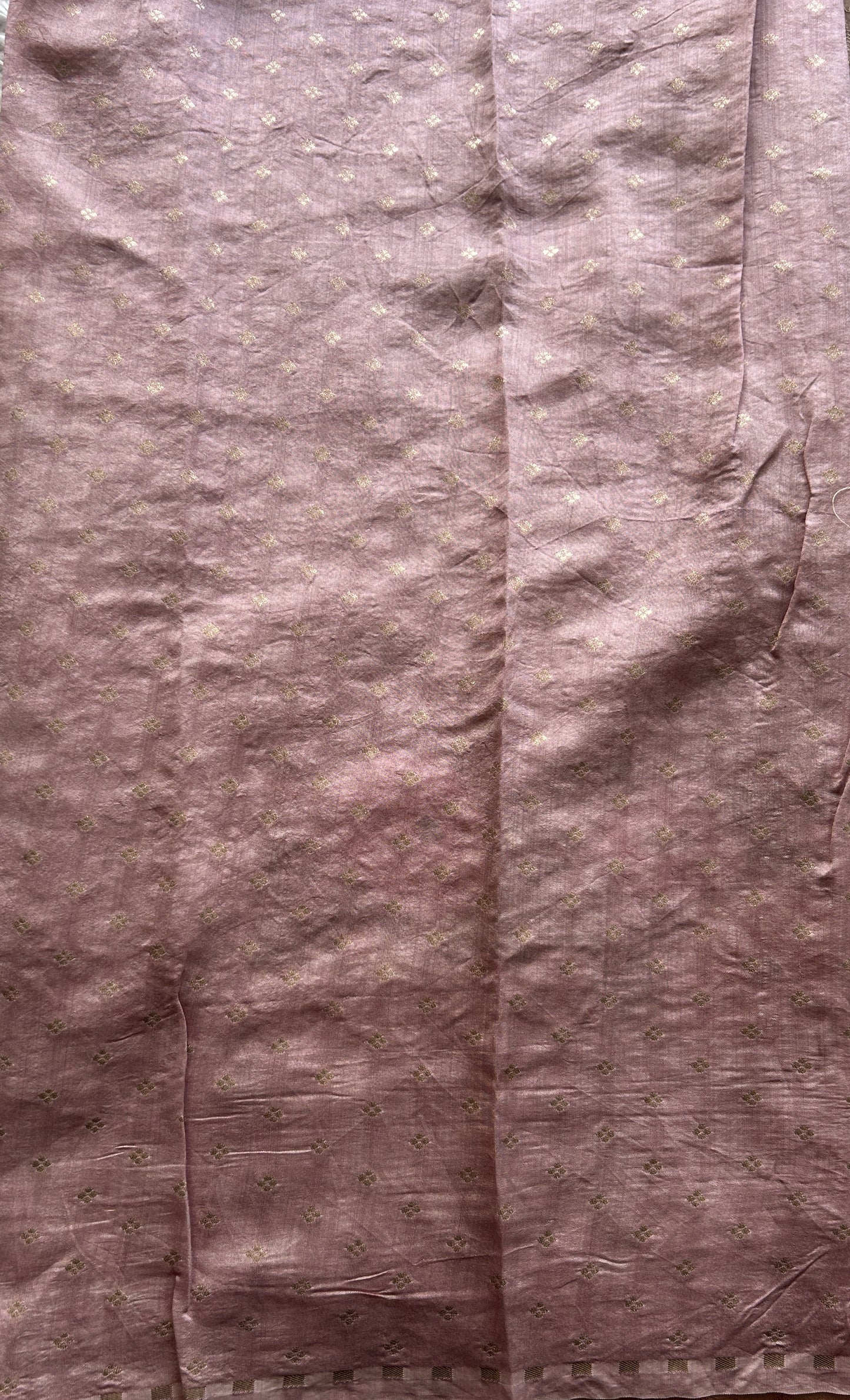 Banarasi Tissue Kora Allover Saree Onion Pink Colored Complemented with a Scallop Border. - Sampradaya Designer Studio