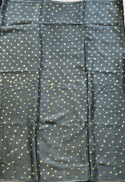 Satin Georgette Bandhani Saree Elephant Gray Colored Elegantly Paired with a Borderless. - Sampradaya Designer Studio