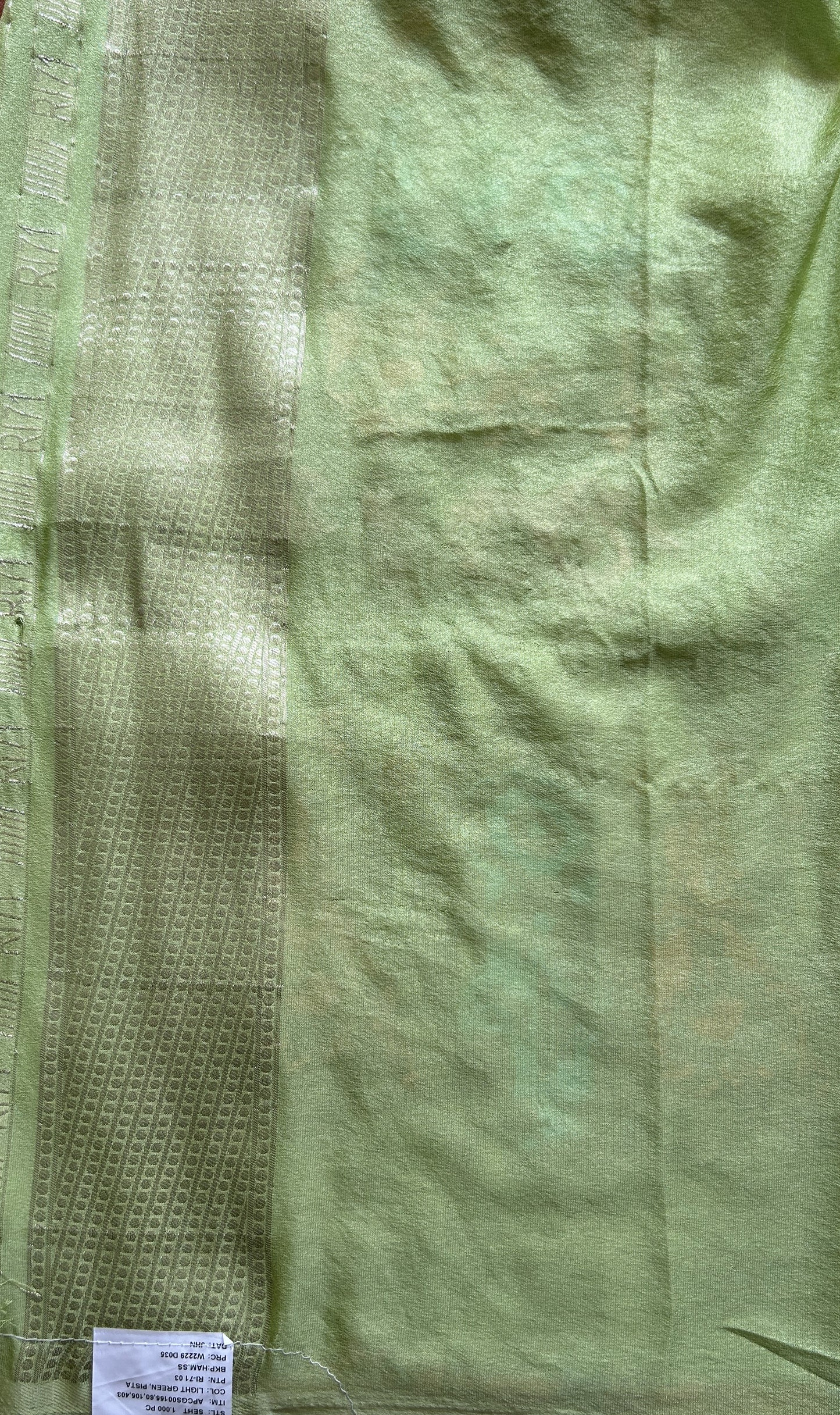 Semi Georgette Saree Lime Green Colored Complemented with a Zari Border. - Sampradaya Designer Studio