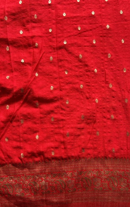 Semi Georgette Saree Red Colored Complemented with a Zari Border. - Sampradaya Designer Studio