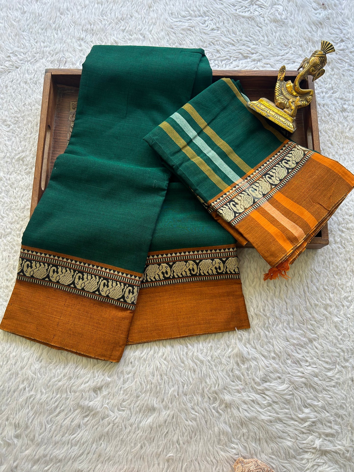 Narayanpet Cotton Dress Material – Green Color | Handloom Cotton