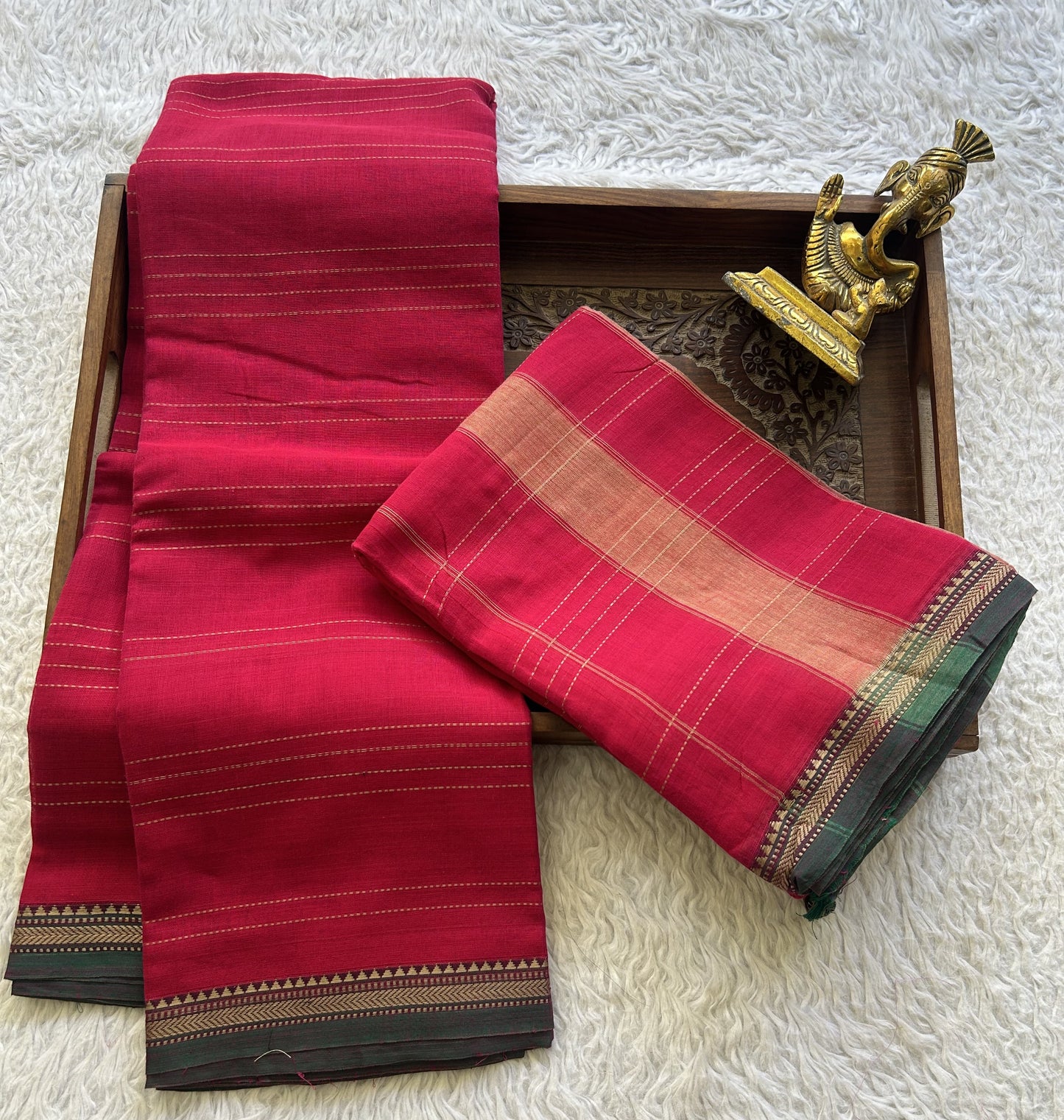 Narayanpet Cotton Dress Material – Rani Pink Color | Handloom Cotton