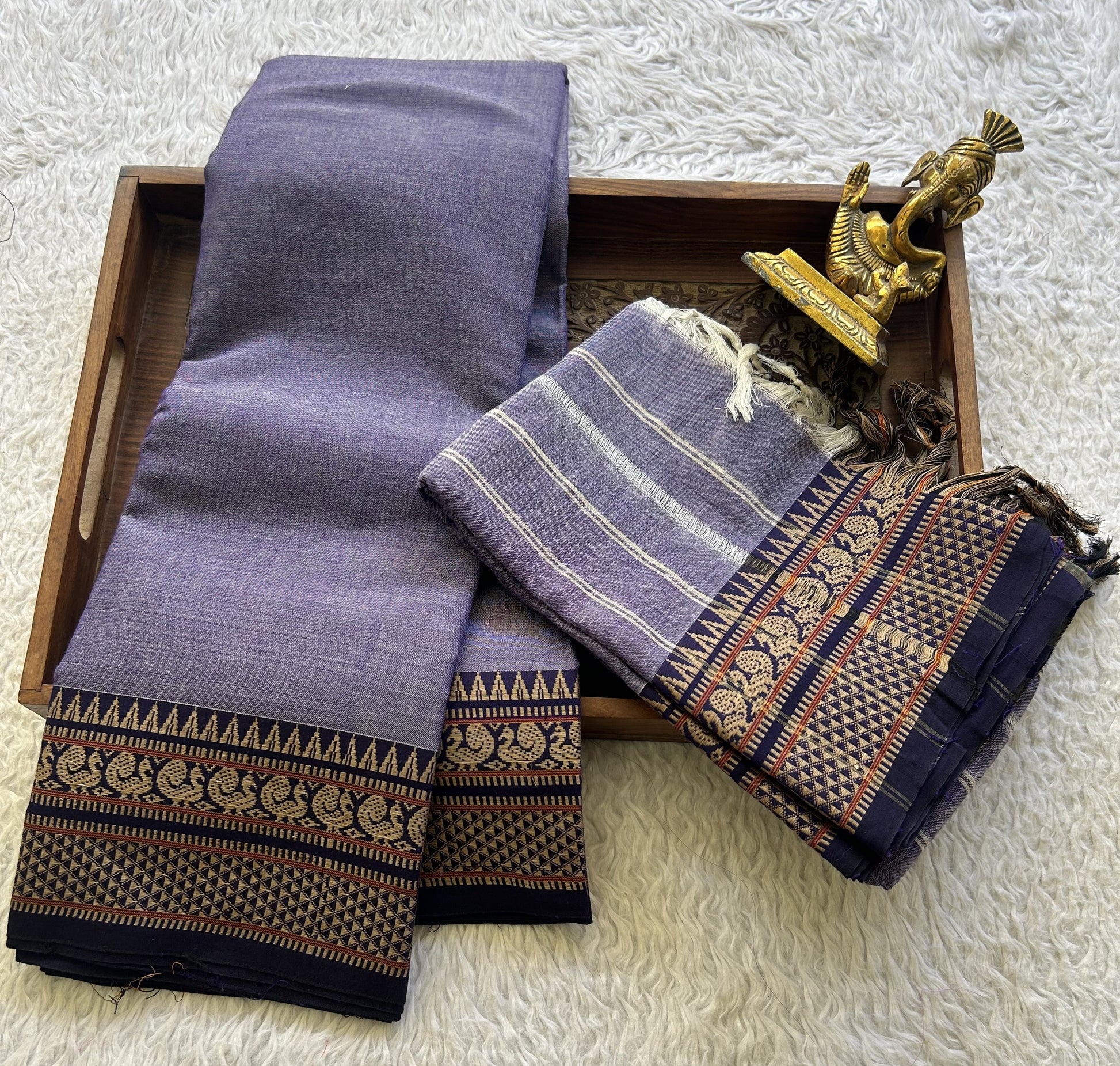 Narayanpet Cotton Dress Material – Lavender Heather Color | Handloom Cotton - Sampradaya Designer Studio