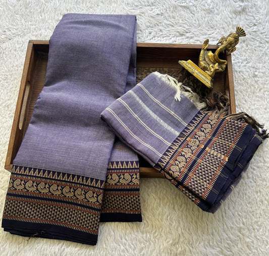 Narayanpet Cotton Dress Material – Lavender Heather Color | Handloom Cotton - Sampradaya Designer Studio