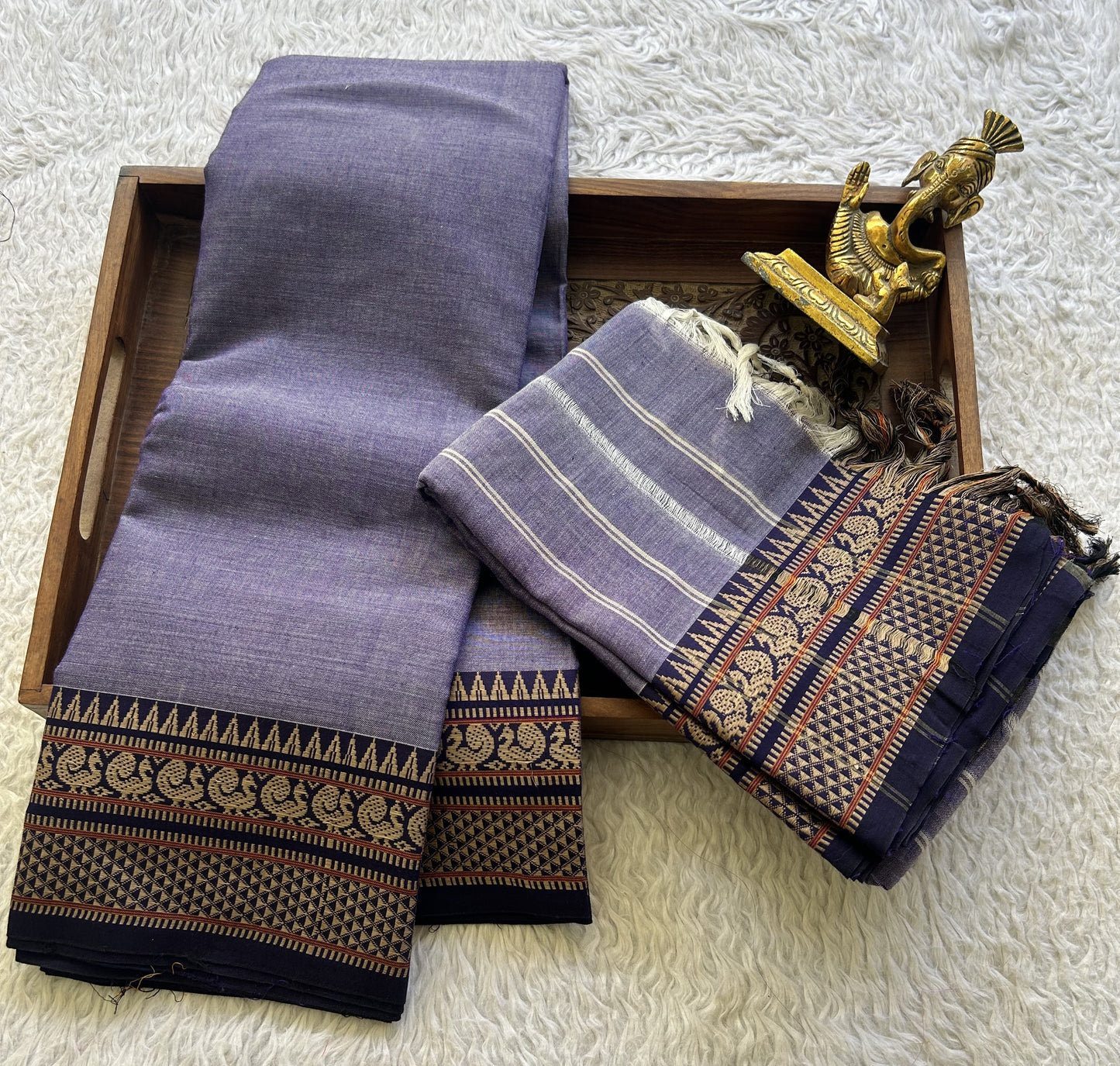 Narayanpet Cotton Dress Material – Brownish Gray Color | Handloom Cotton - Sampradaya Designer Studio