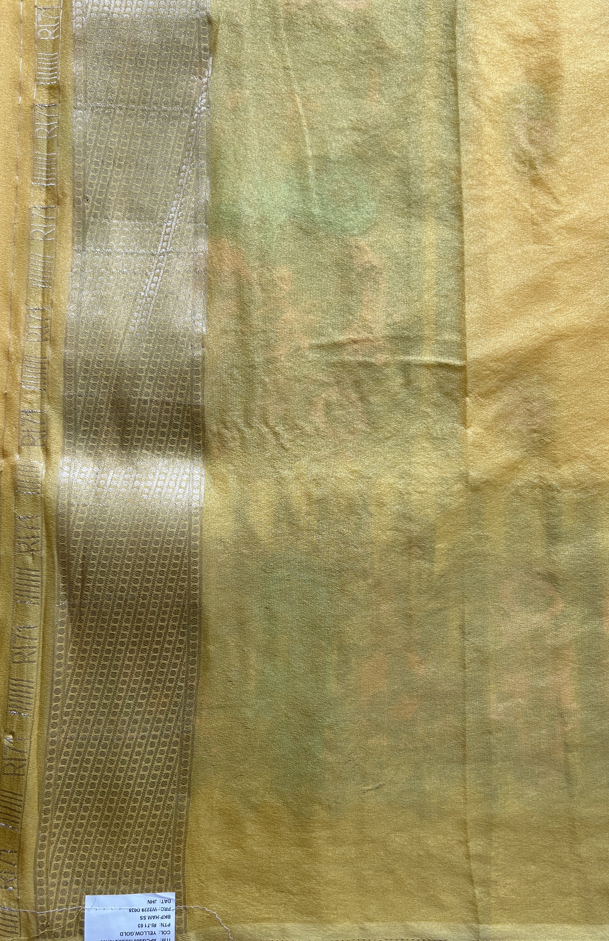 Semi Georgette Saree Yellow Colored Complemented with a Zari Border. - Sampradaya Designer Studio