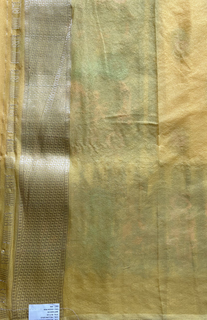 Semi Georgette Saree Yellow Colored Complemented with a Zari Border. - Sampradaya Designer Studio
