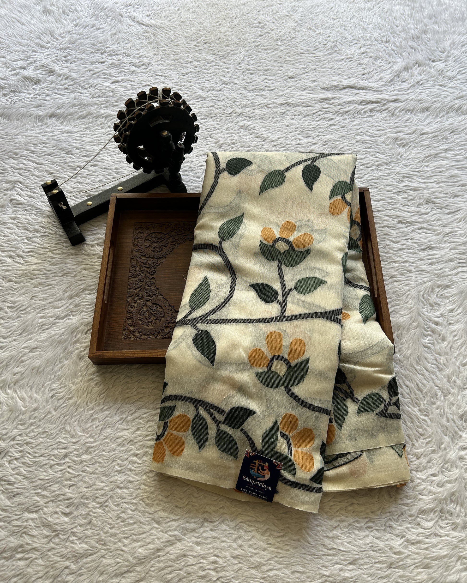 Fancy Linen Allover Saree Off White Colored Complemented with a Borderless. - Sampradaya Designer Studio