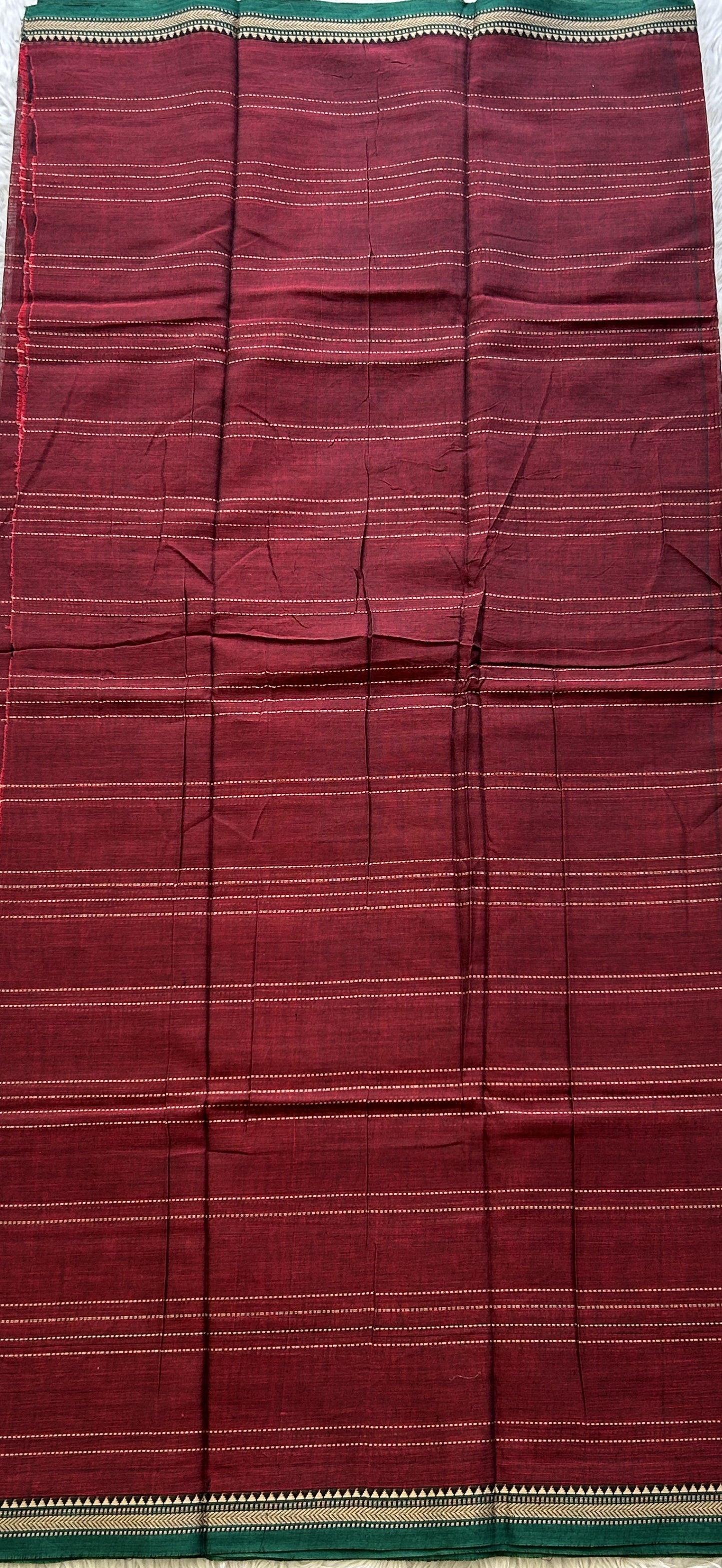 Narayanpet Cotton Dress Material – Dark Maroon Color | Handloom Cotton