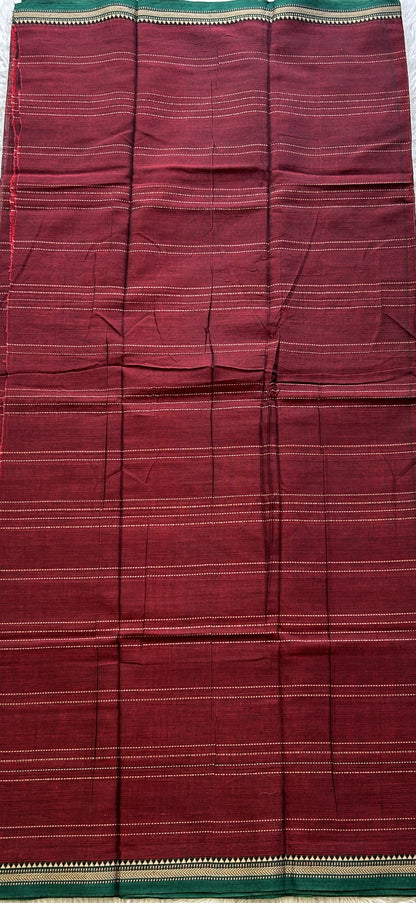 Narayanpet Cotton Dress Material – Dark Maroon Color | Handloom Cotton