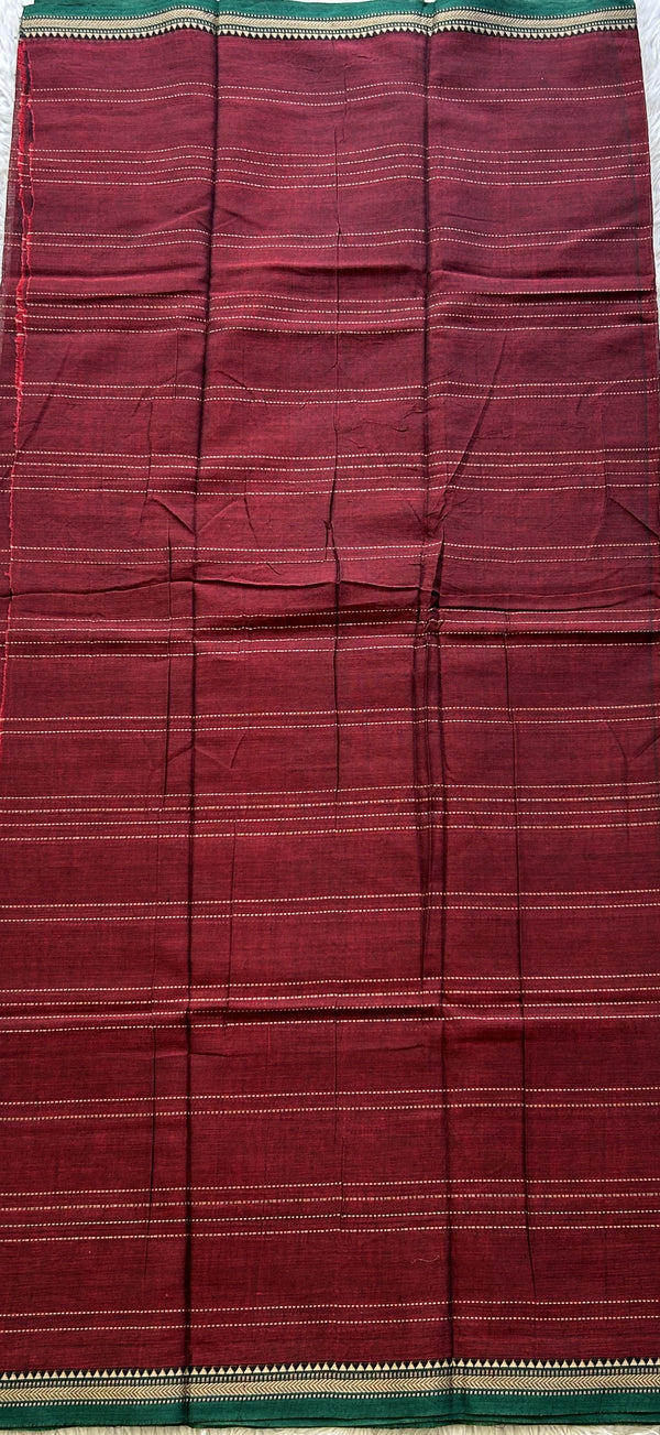 Narayanpet Cotton Dress Material – Dark Maroon Color | Handloom Cotton - Sampradaya Designer Studio