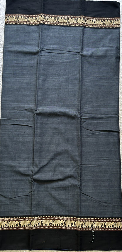 Narayanpet Cotton Dress Material – Dark Elephant Gray Color | Handloom Cotton