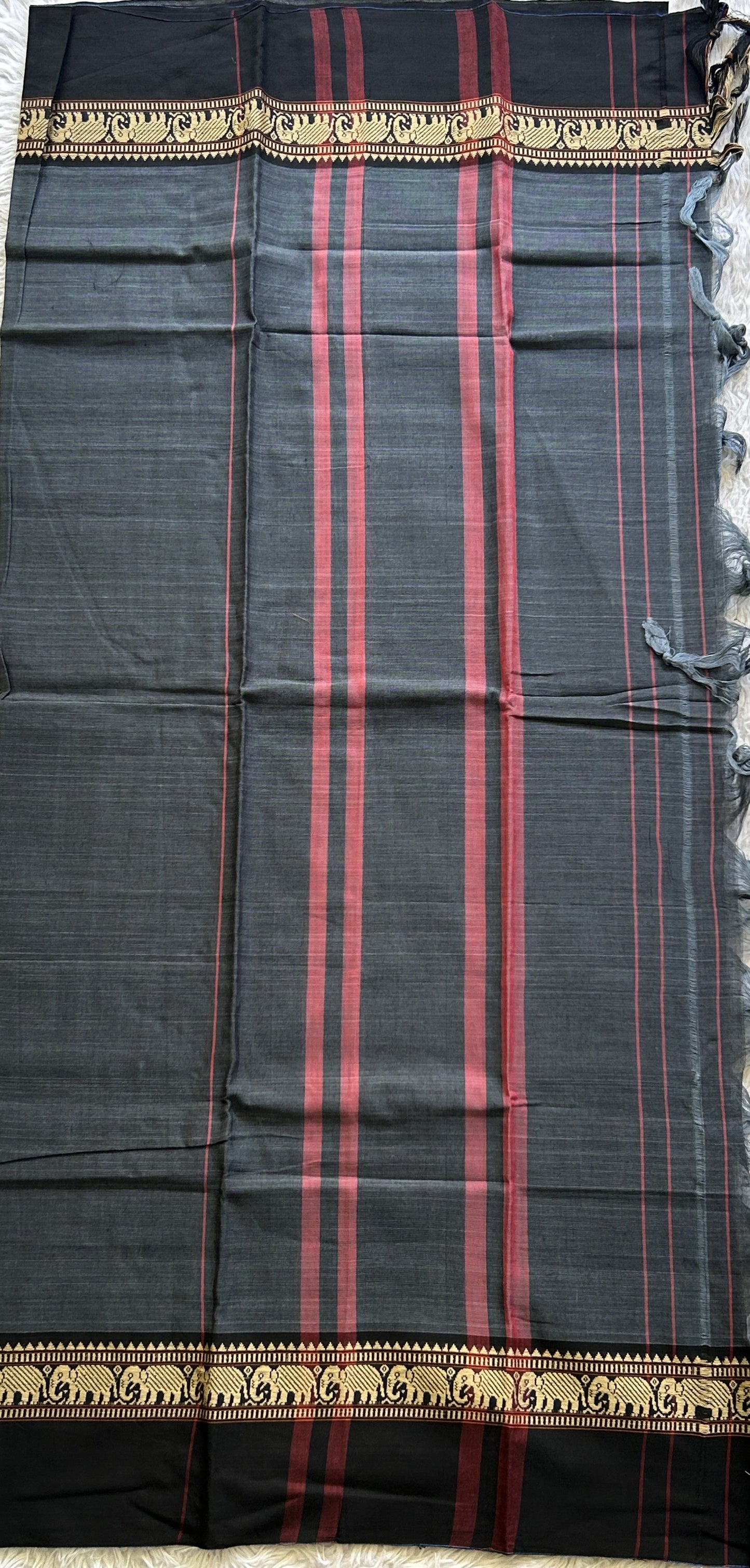 Narayanpet Cotton Dress Material – Dark Elephant Gray Color | Handloom Cotton