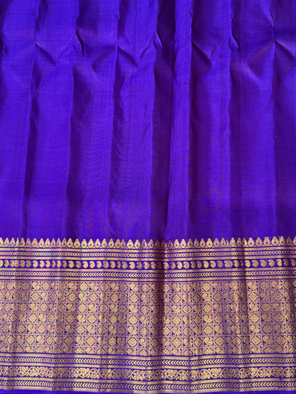 Gadwal Silk Saree Burnt Colored Complemented With Gold Zari Border - Sampradaya Designer Studio