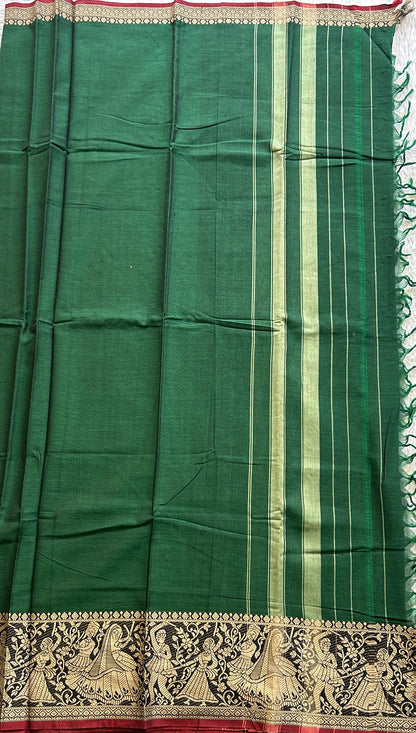 Narayanpet Cotton Dress Material – Light Green Color | Handloom Cotton