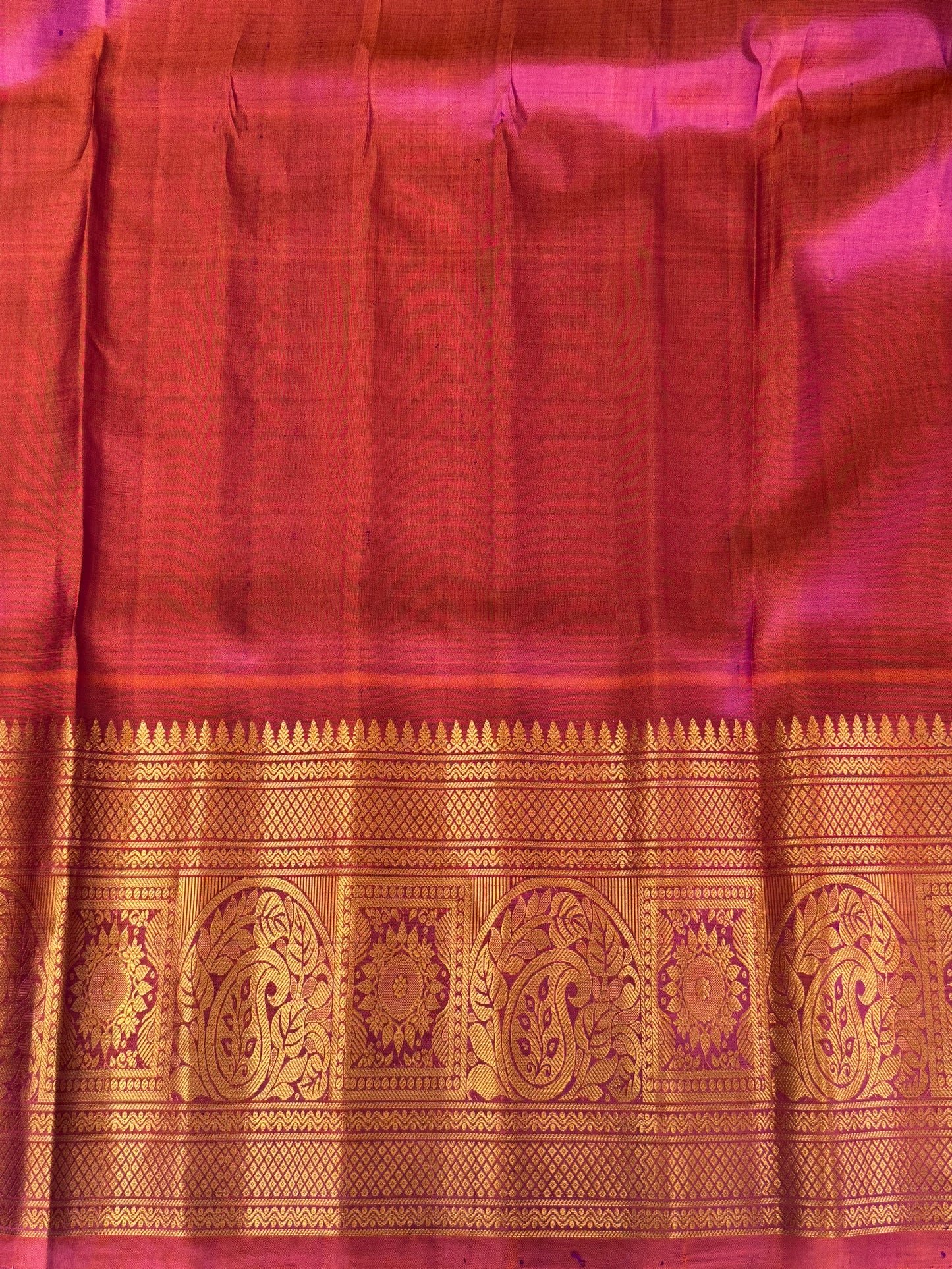 Gadwal Silk Saree Indigo Colored Complemented With Gold Zari Border - Sampradaya Designer Studio