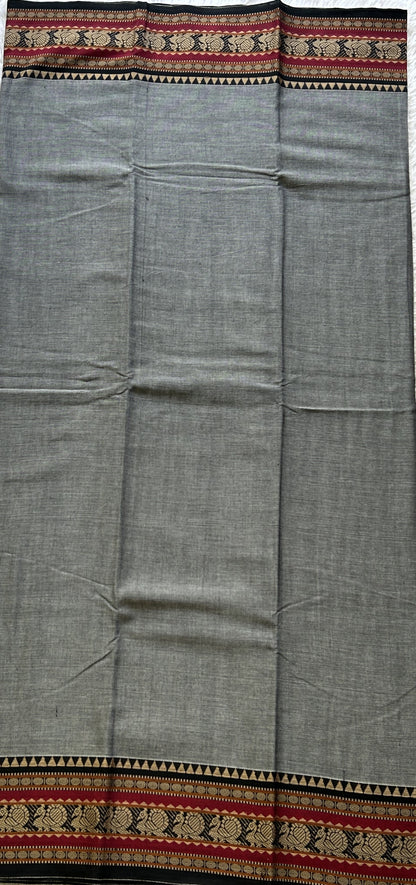 Narayanpet Cotton Dress Material – Dark Gray Color | Handloom Cotton