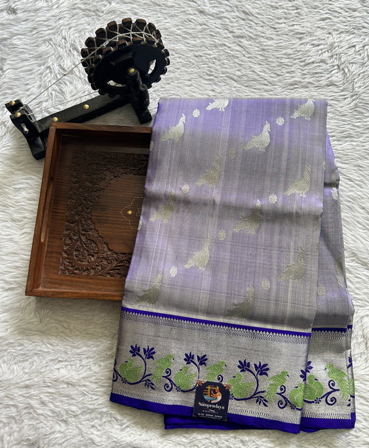 Venkatagiri Pattu Saree Light Blue Colored Complemented With a Zari Border - Sampradaya Designer Studio