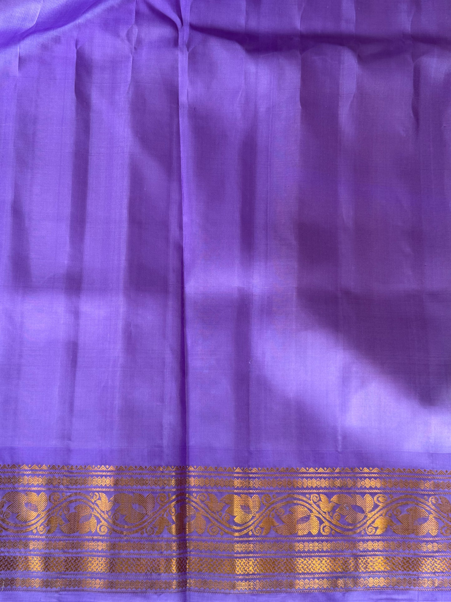 Gadwal Silk Saree Eggnog Colored Complemented With Gold Zari Border - Sampradaya Designer Studio